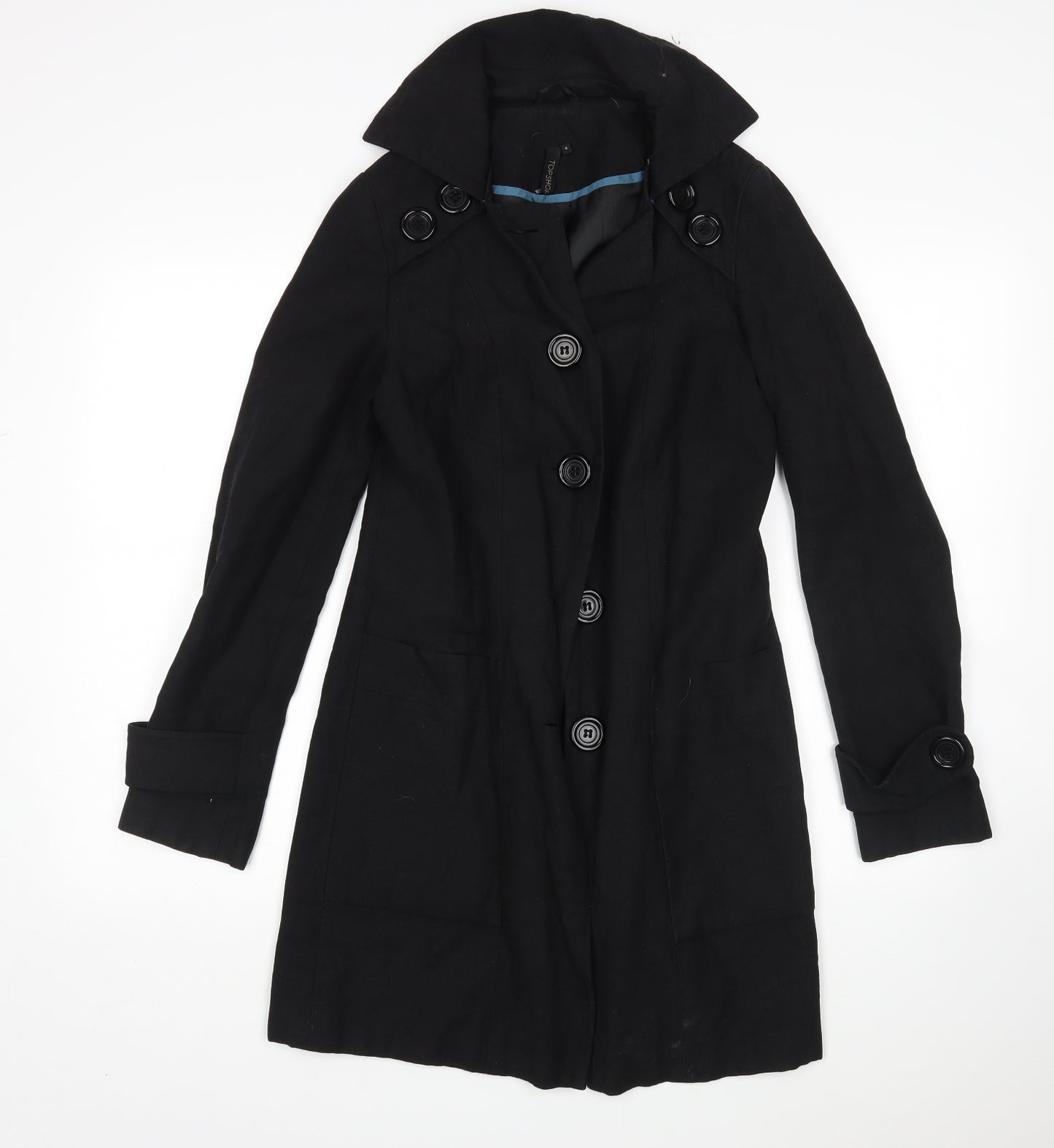 Topshop Womens Black   Overcoat Coat Size 6