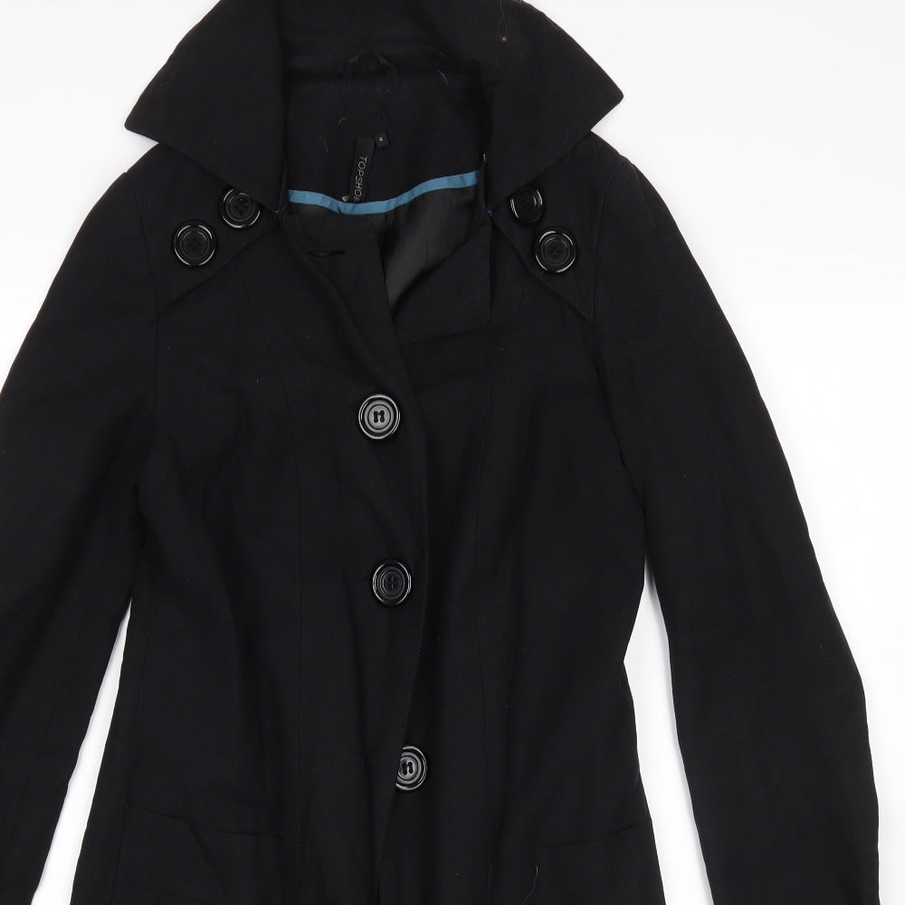 Topshop Womens Black   Overcoat Coat Size 6