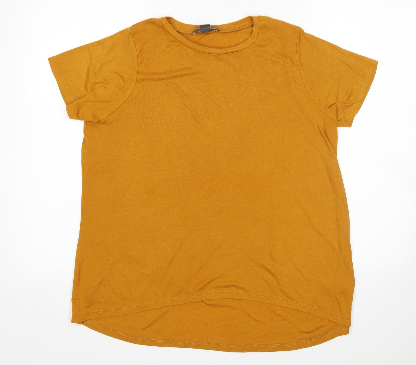 Primark Womens Yellow  Polyester Basic T-Shirt Size S Round Neck