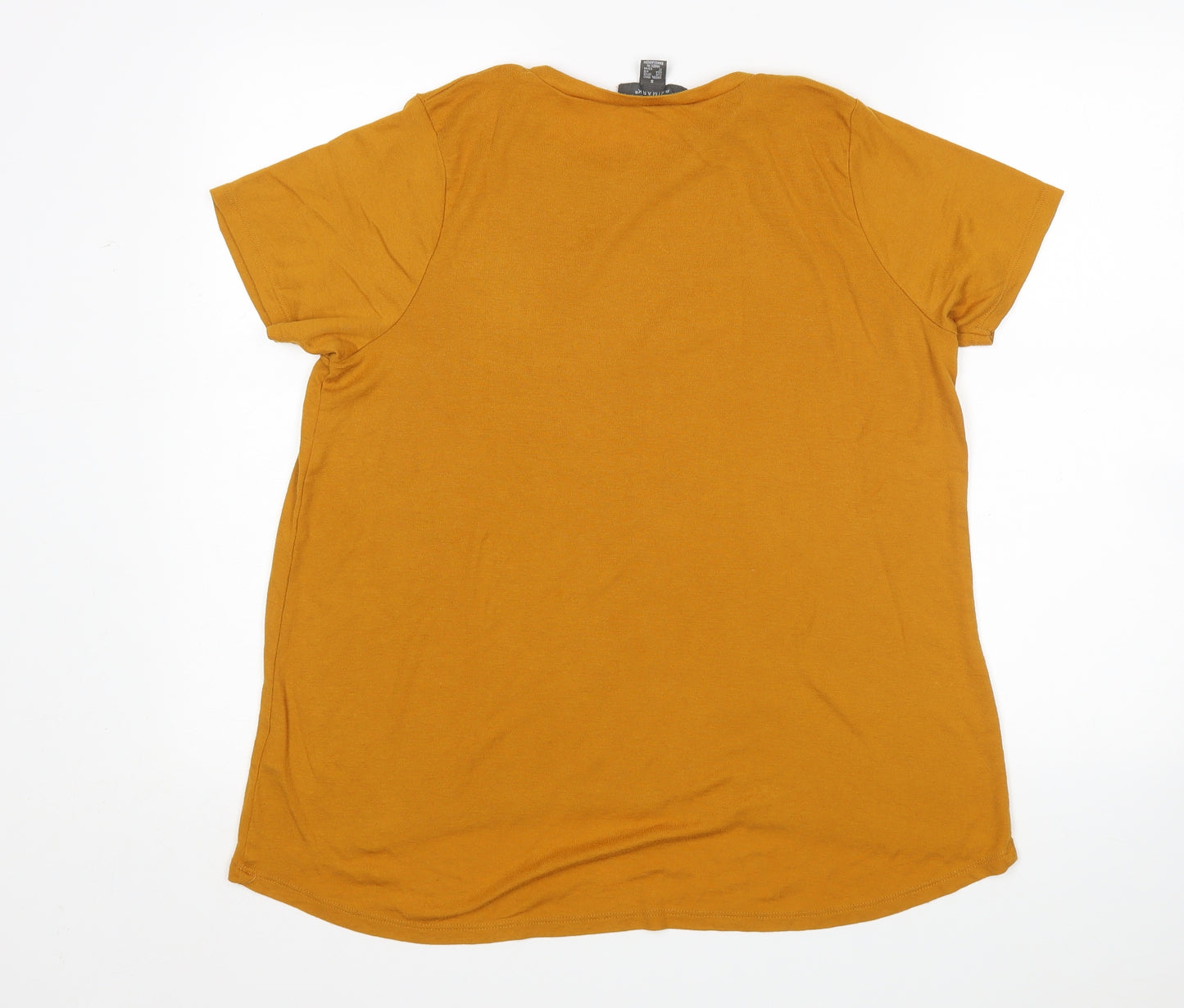 Primark Womens Yellow  Polyester Basic T-Shirt Size S Round Neck