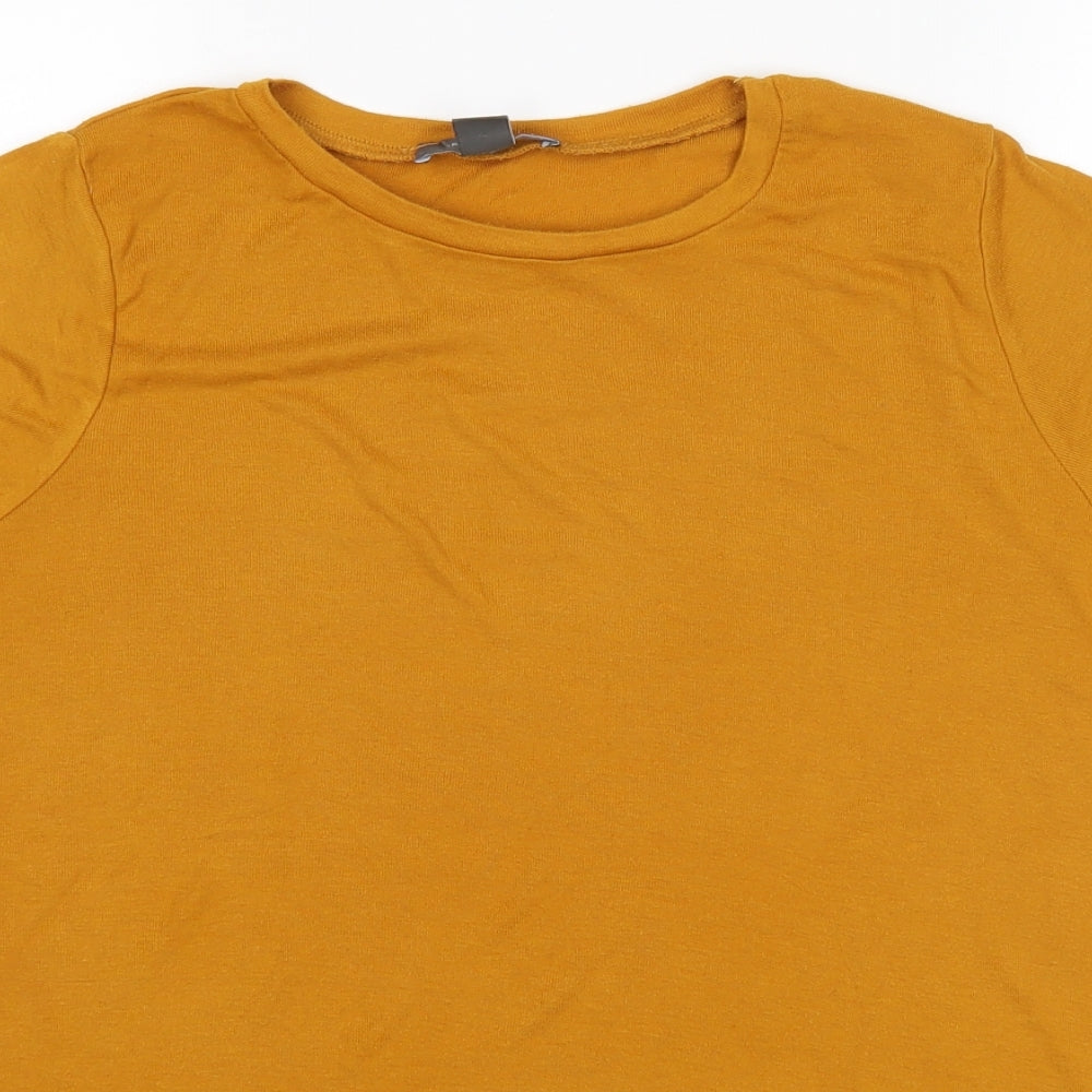 Primark Womens Yellow  Polyester Basic T-Shirt Size S Round Neck