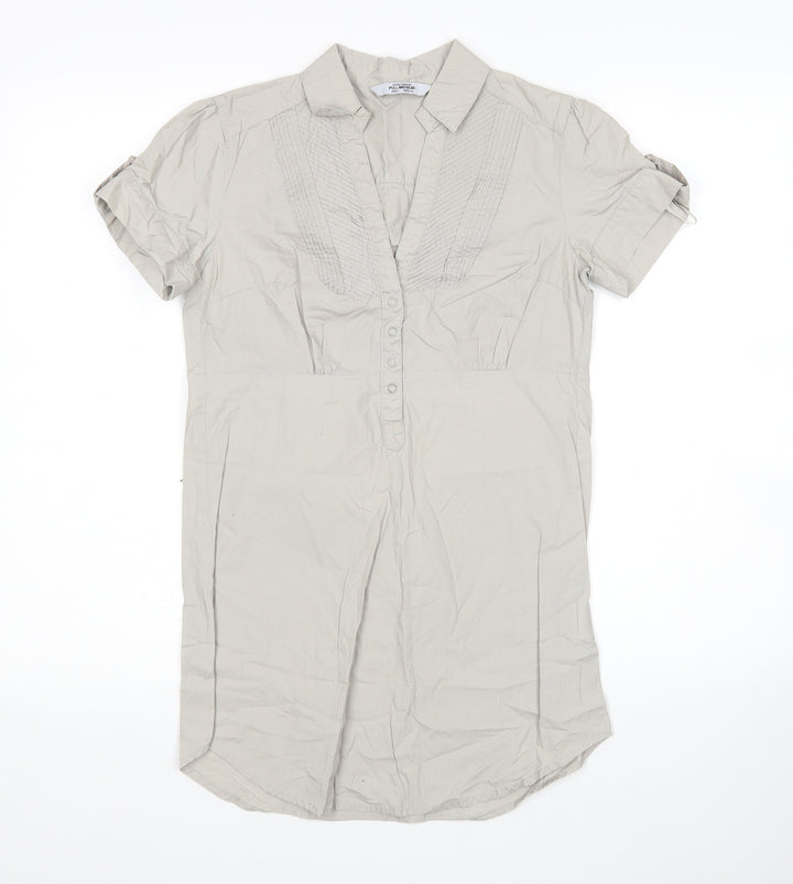 Pull & Bear Womens Grey  Cotton Basic Polo Size S Collared