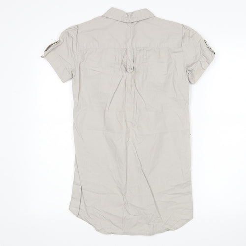 Pull & Bear Womens Grey  Cotton Basic Polo Size S Collared