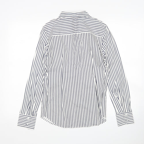 Zara Womens Multicoloured Striped Cotton Basic Button-Up Size 14 Collared