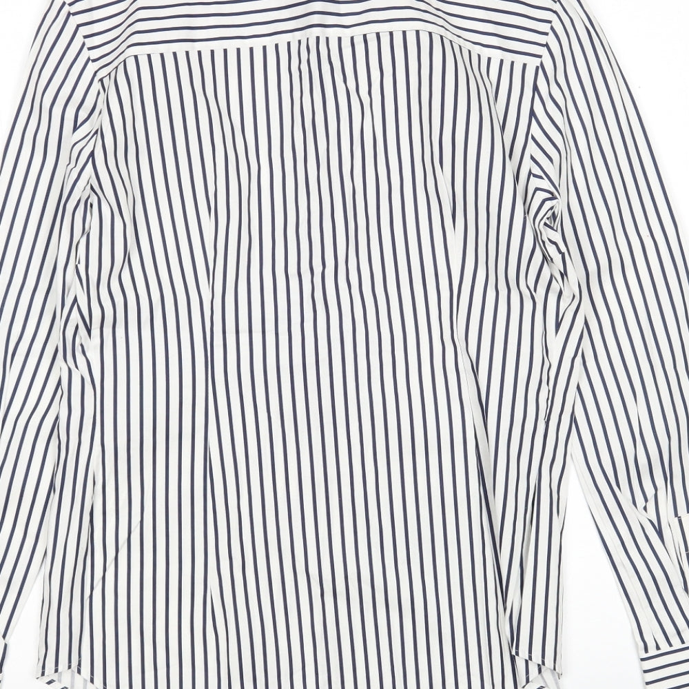 Zara Womens Multicoloured Striped Cotton Basic Button-Up Size 14 Collared