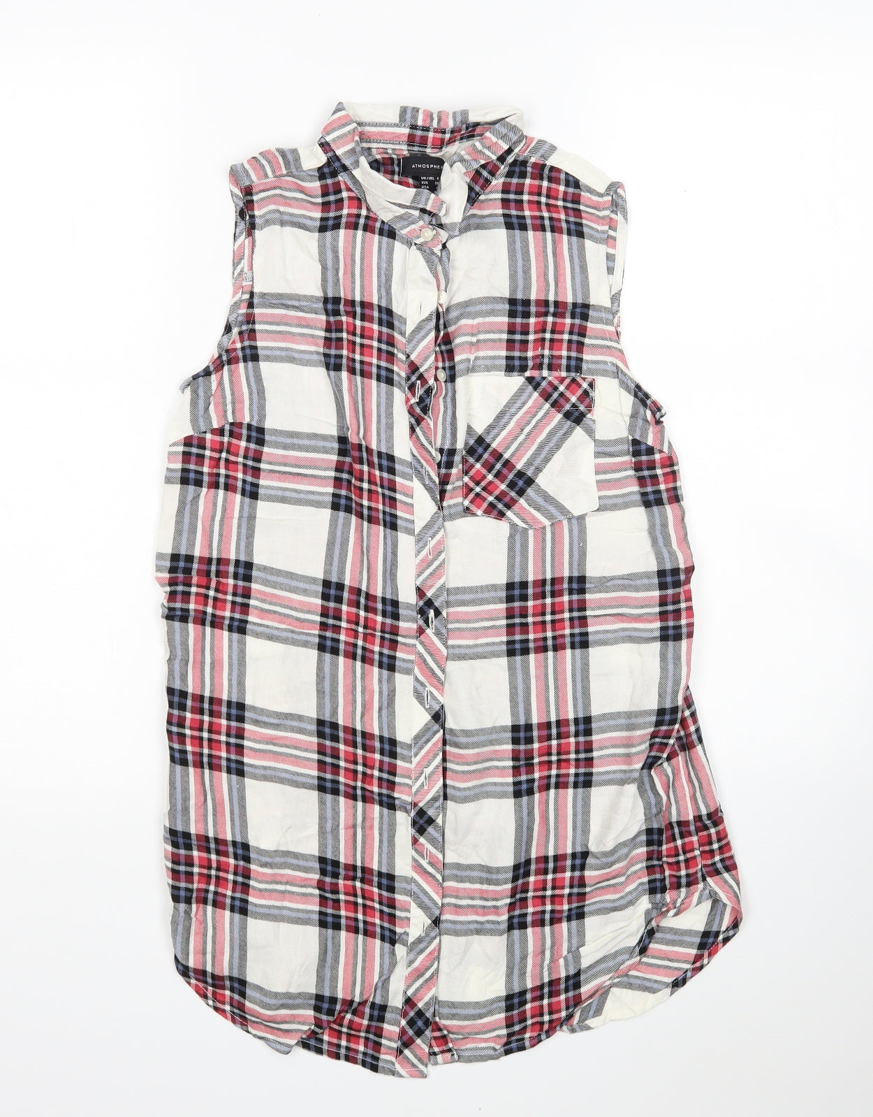 Atmosphere Womens Multicoloured Plaid Viscose Basic Button-Up Size 8 Collared