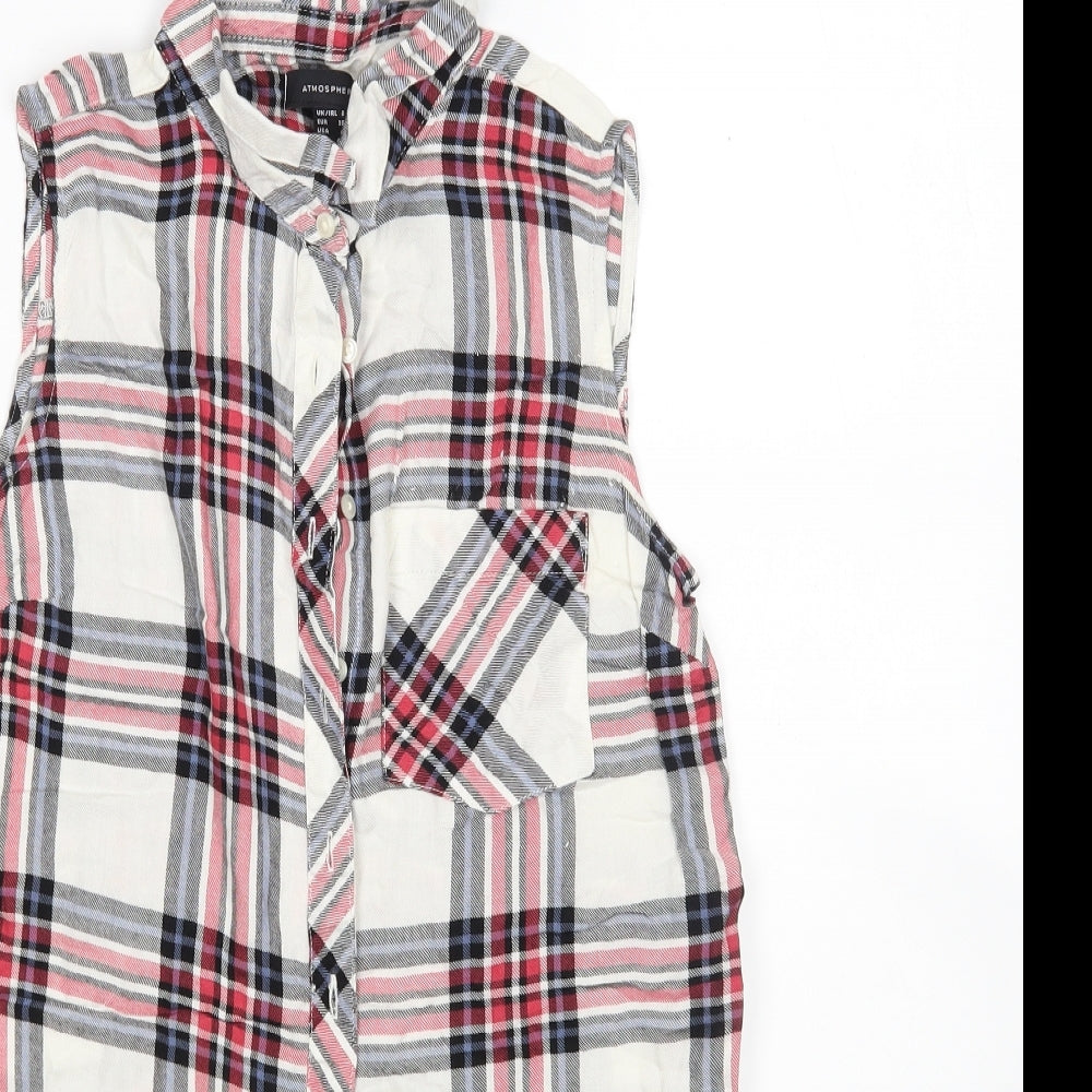 Atmosphere Womens Multicoloured Plaid Viscose Basic Button-Up Size 8 Collared