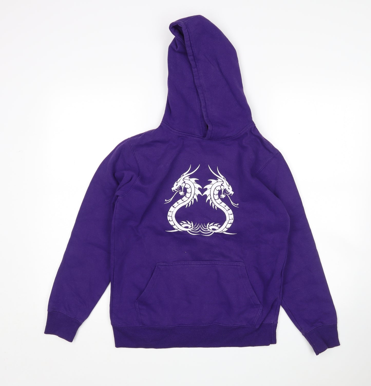 FDM Girls Purple  Cotton Pullover Hoodie Size 12 Years