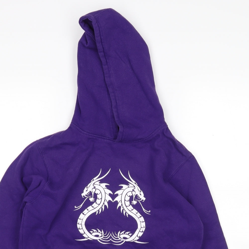 FDM Girls Purple  Cotton Pullover Hoodie Size 12 Years