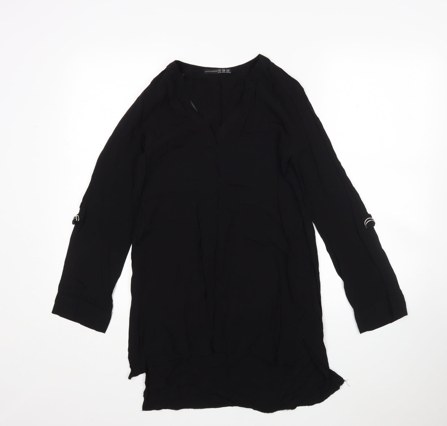 Atmosphere Womens Black  Viscose Basic Blouse Size 8 V-Neck