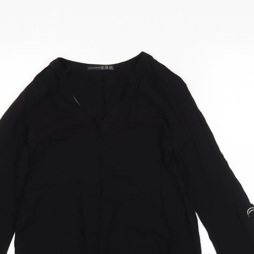 Atmosphere Womens Black  Viscose Basic Blouse Size 8 V-Neck