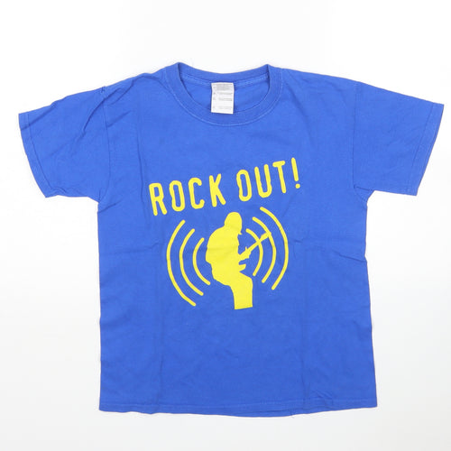 Gildan Boys Blue  Cotton Basic T-Shirt Size M Round Neck
