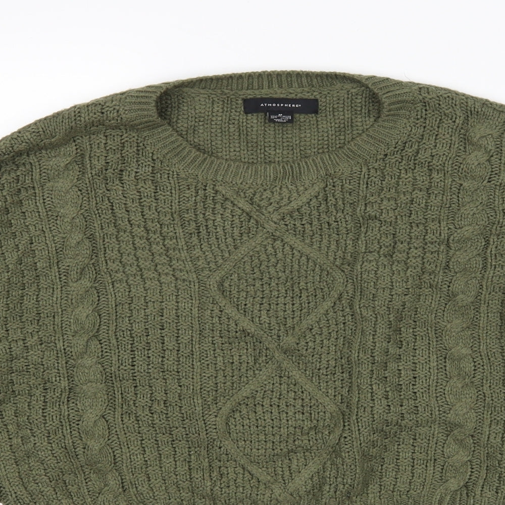 Atmosphere Womens Green Round Neck  Acrylic Pullover Jumper Size M