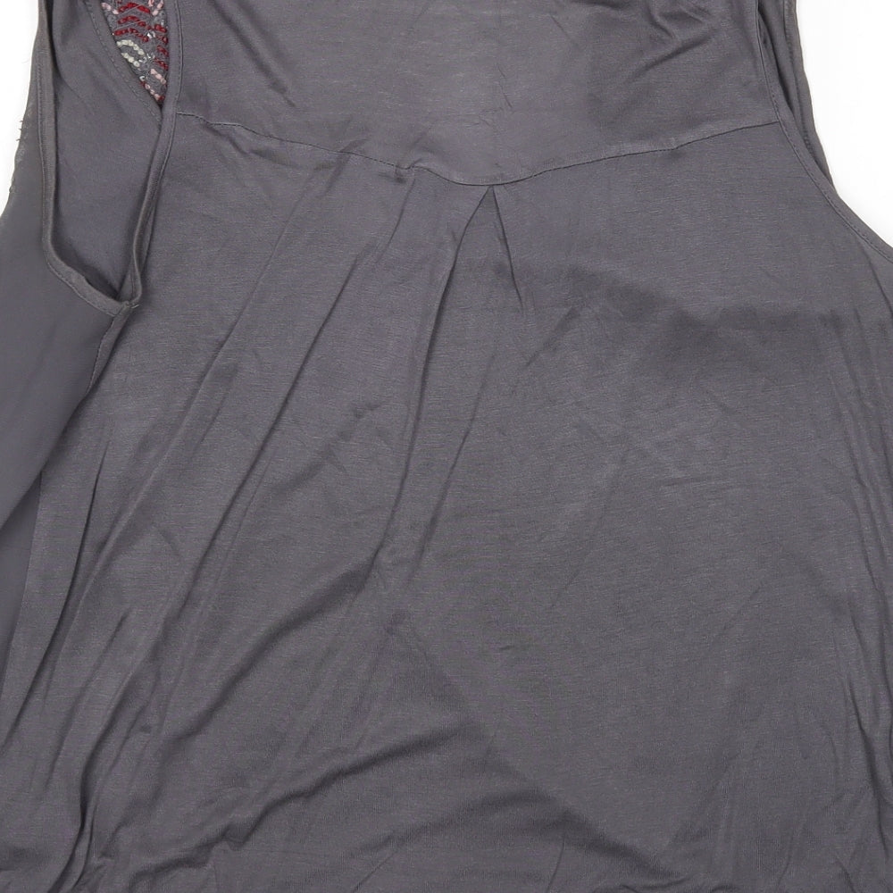 Monsoon  Womens Grey  Polyester Basic Blouse Size 10 V-Neck