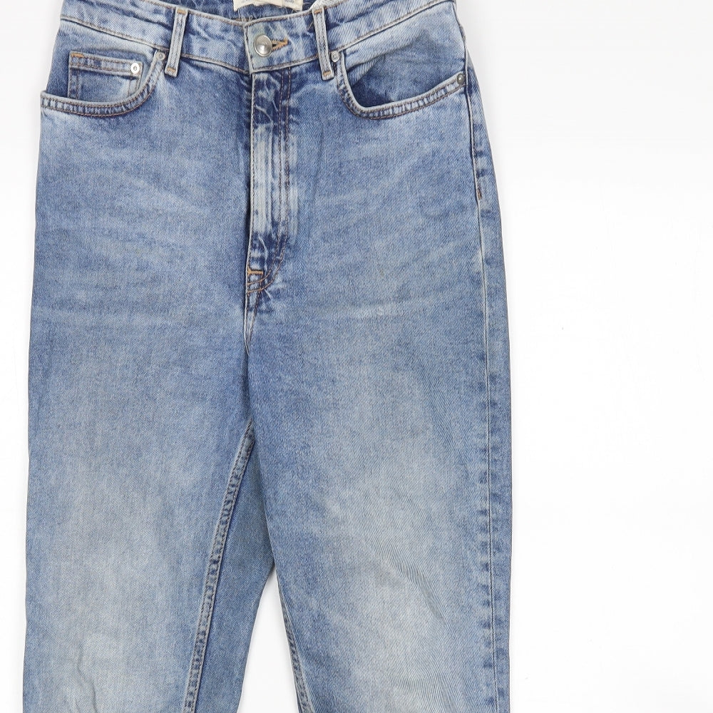 H&M Womens Blue  Cotton Straight Jeans Size 10 L25 in Regular