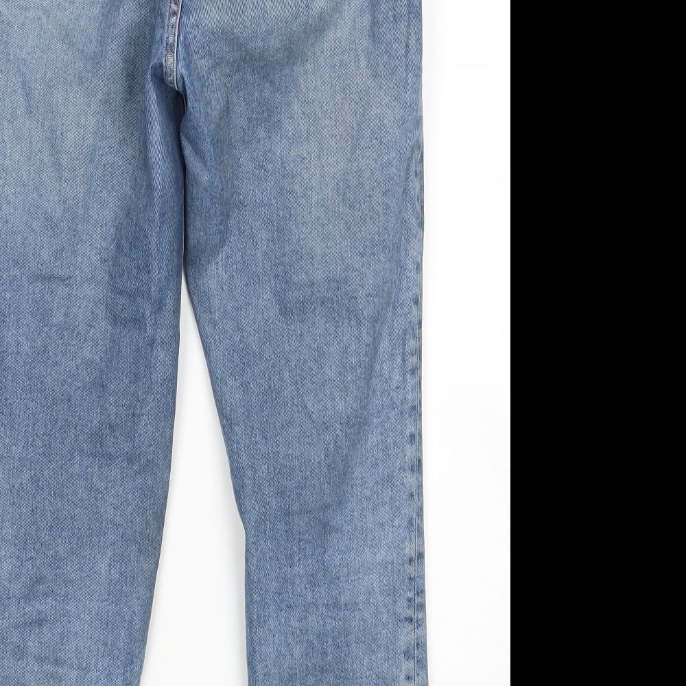 H&M Womens Blue  Cotton Straight Jeans Size 10 L25 in Regular
