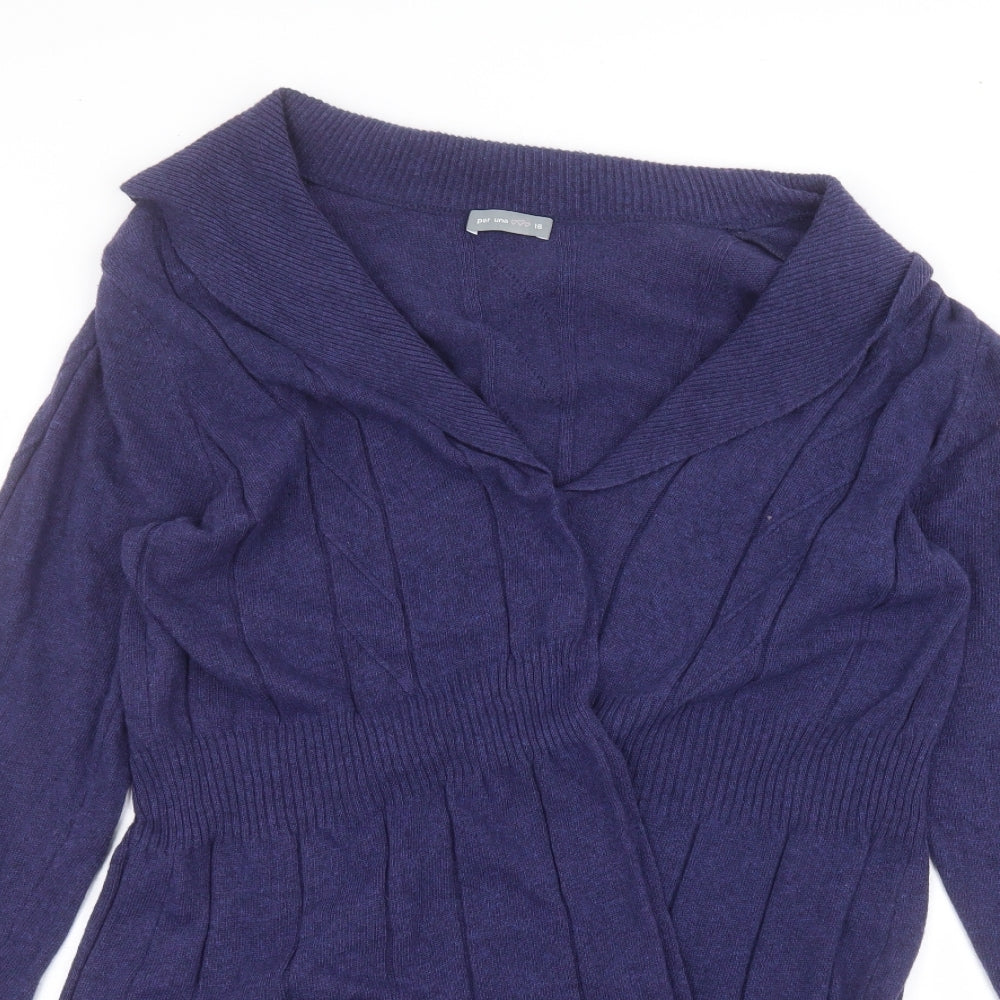 Per Una Womens Purple Round Neck  Polyamide Cardigan Jumper Size 18