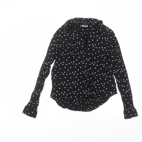 monkl Womens Black Collared Polka Dot Viscose Cardigan Jumper Size XS