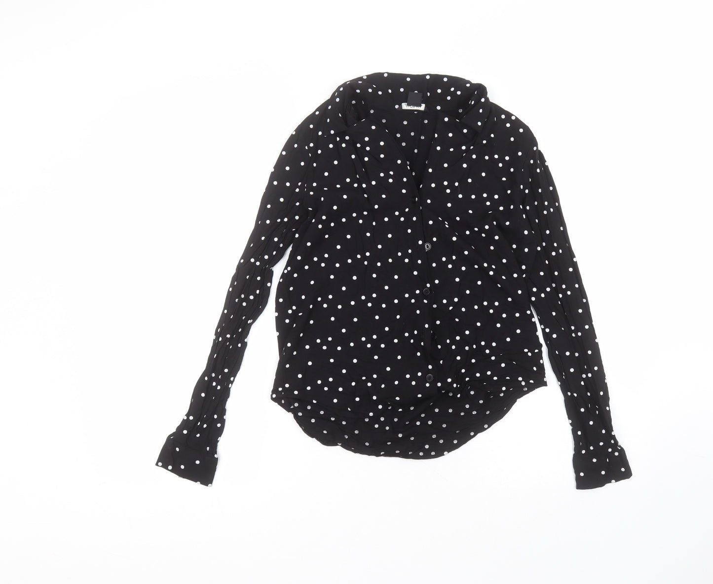 monkl Womens Black Collared Polka Dot Viscose Cardigan Jumper Size XS