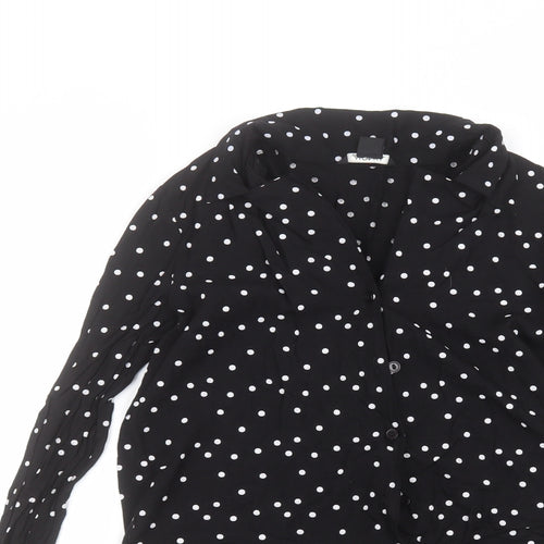 monkl Womens Black Collared Polka Dot Viscose Cardigan Jumper Size XS