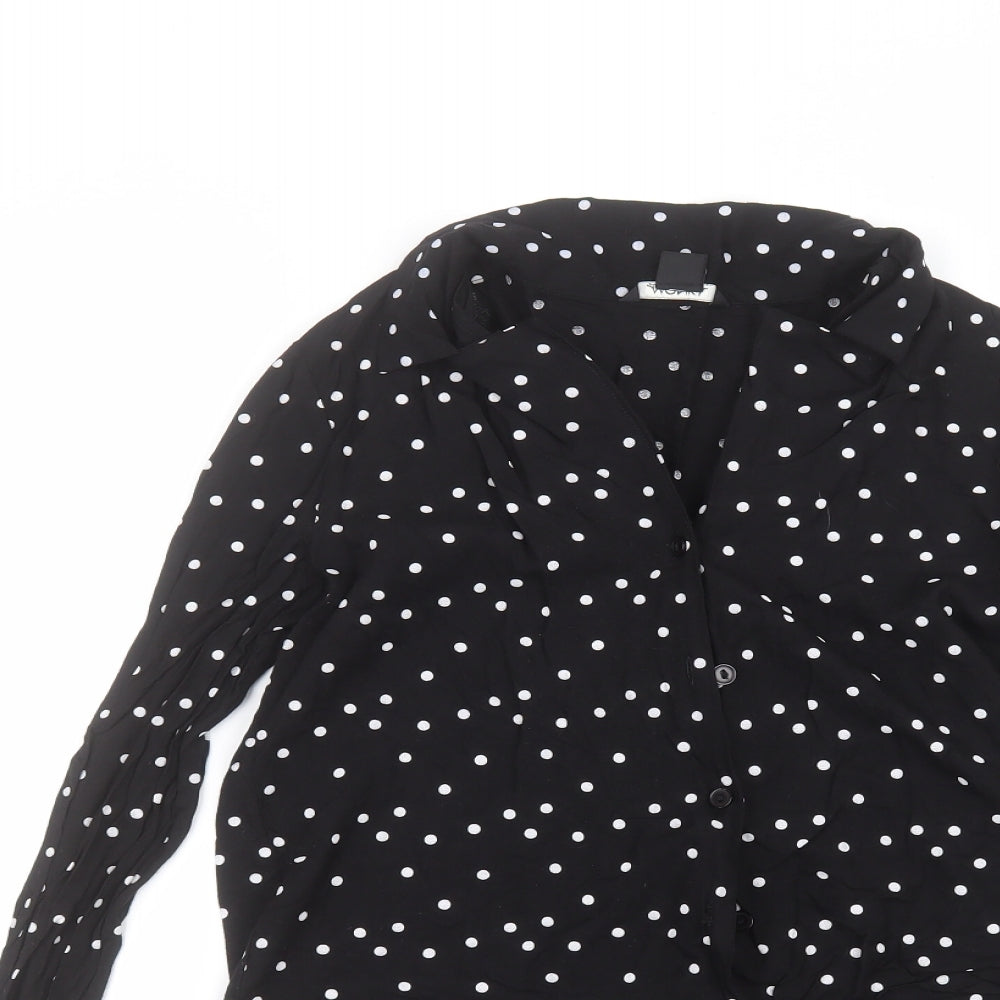 monkl Womens Black Collared Polka Dot Viscose Cardigan Jumper Size XS
