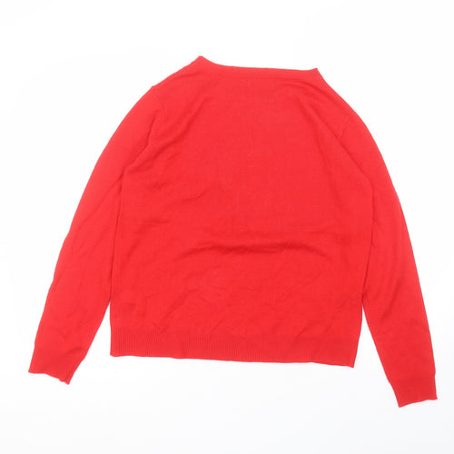 Primark Womens Red Round Neck  Acrylic Pullover Jumper Size M