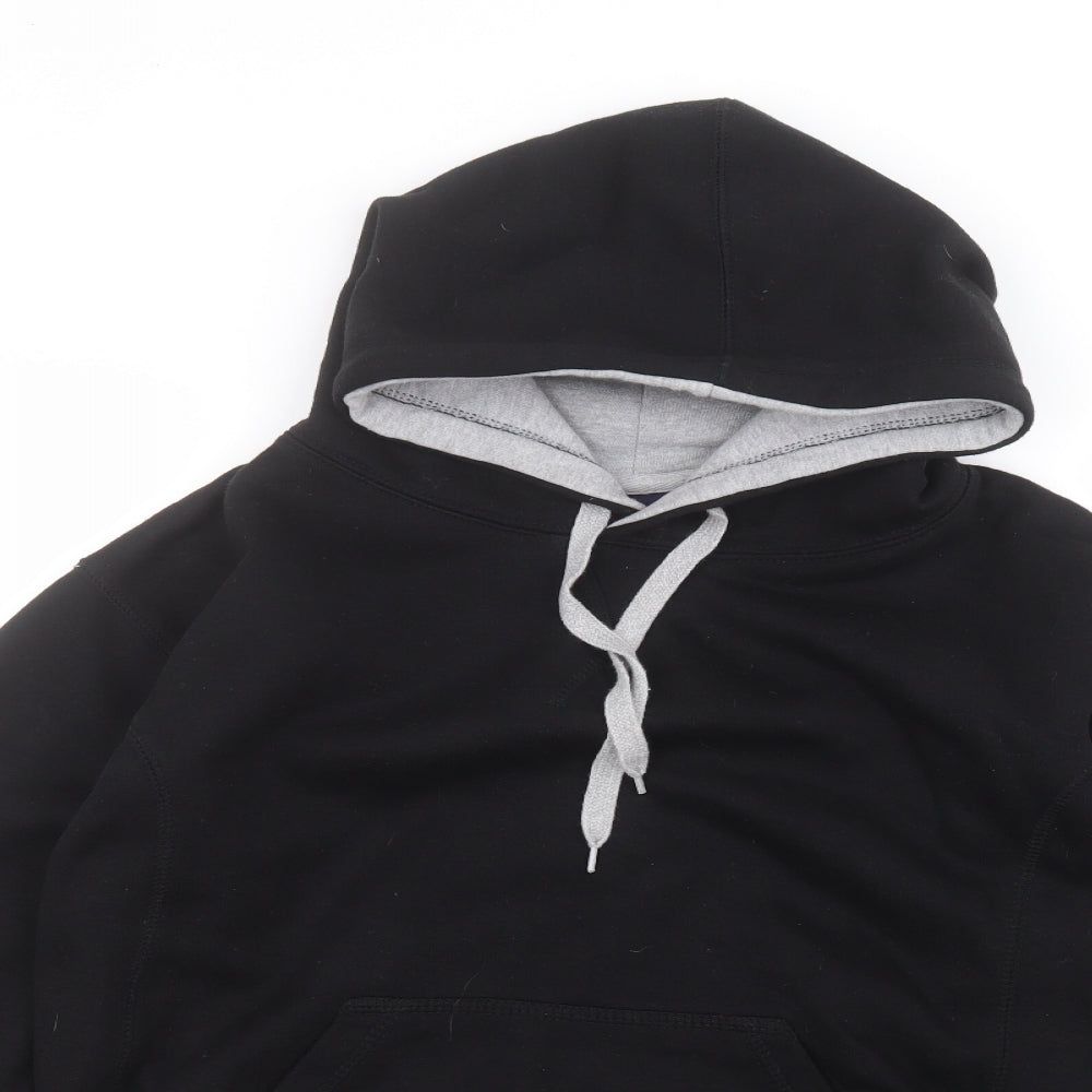 Ultimate contrast Mens Black  Cotton Pullover Hoodie Size M