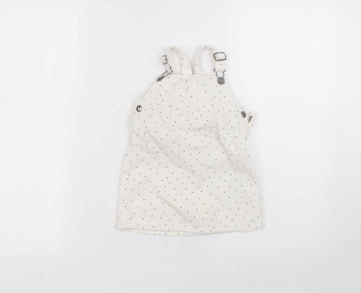 Primark Baby White Polka Dot Cotton A-Line Size 18-24 Months Square Neck