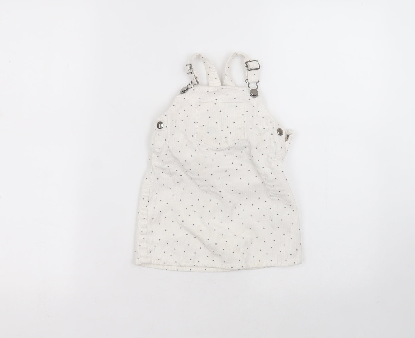 Primark Baby White Polka Dot Cotton A-Line  Size 18-24 Months  Square Neck