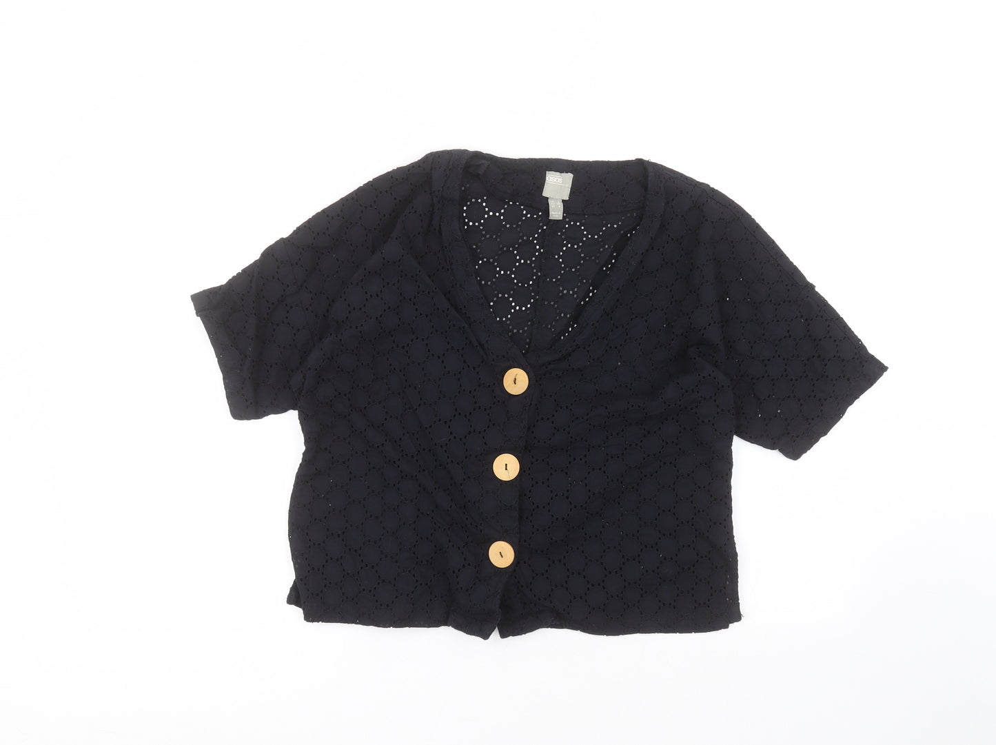 ASOS Womens Black V-Neck  Cotton Cardigan Jumper Size 8