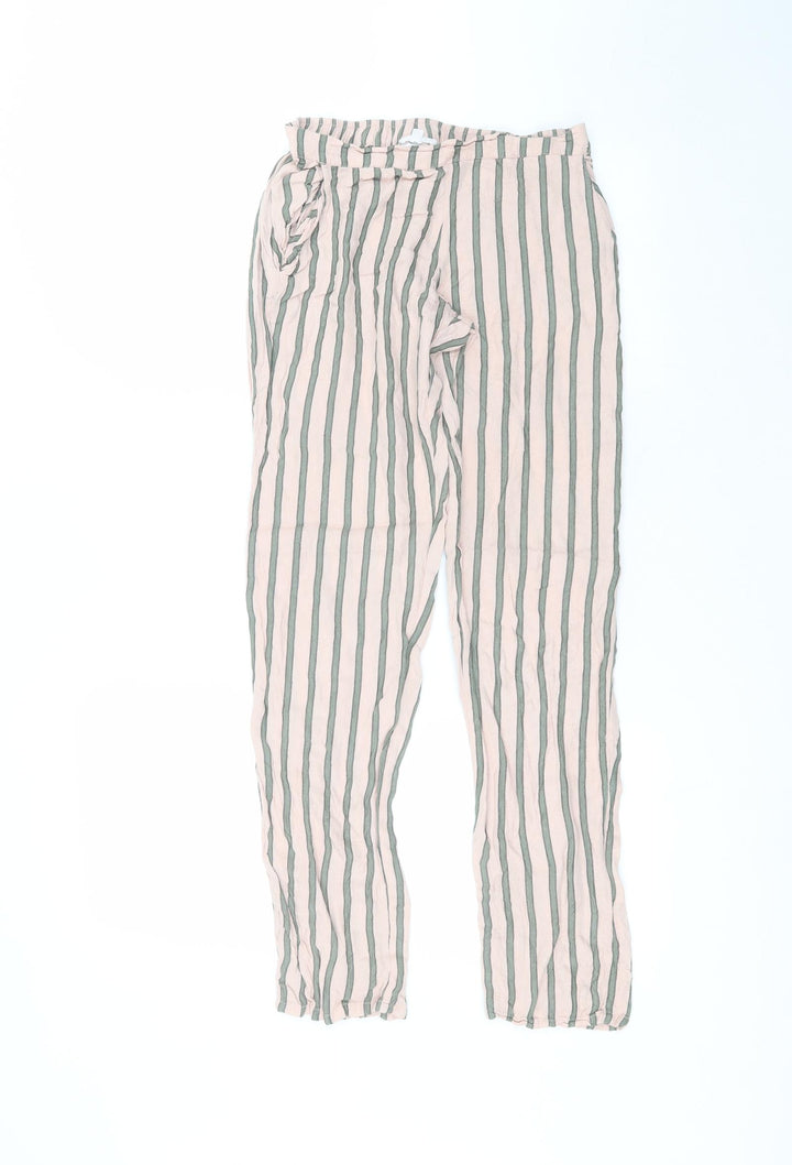 Etam Womens Pink Striped Viscose Trousers  Size S L26 in Regular