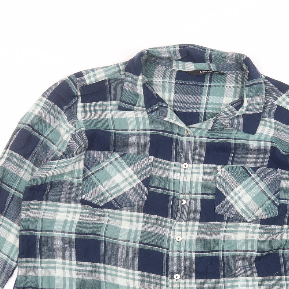 George Womens Green  Cotton Basic Button-Up Size 16 Collared