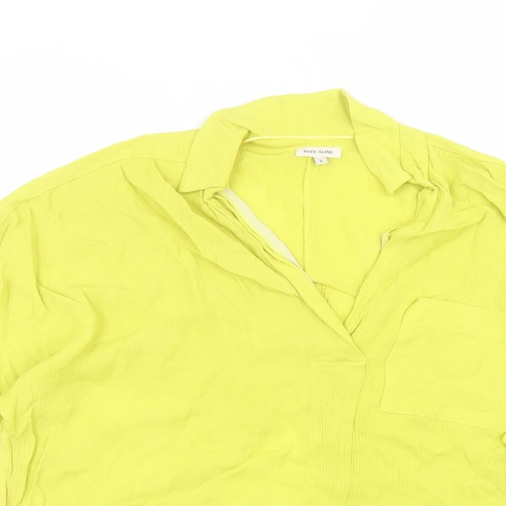 River Island Womens Green  Viscose Basic Blouse Size 6 Collared