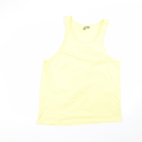 ASOS Womens Yellow  Cotton Basic Tank Size L Round Neck