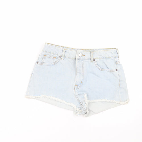 H&M Womens Blue  Cotton Cut-Off Shorts Size 12  Regular