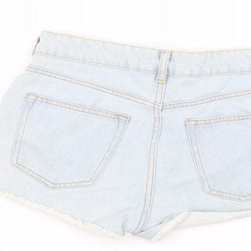 H&M Womens Blue  Cotton Cut-Off Shorts Size 12  Regular
