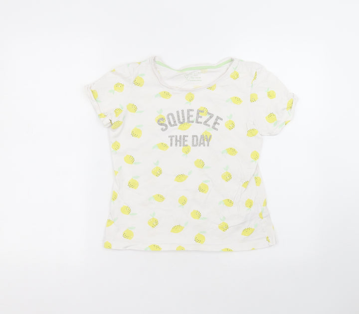 Primark Girls White Cotton Basic T-Shirt Size 11-12 Years Round Neck