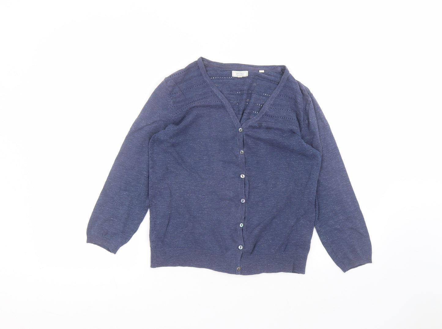 Fat Face Womens Blue Round Neck  Cotton Cardigan Jumper Size 10
