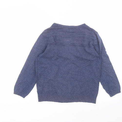 Fat Face Womens Blue Round Neck  Cotton Cardigan Jumper Size 10