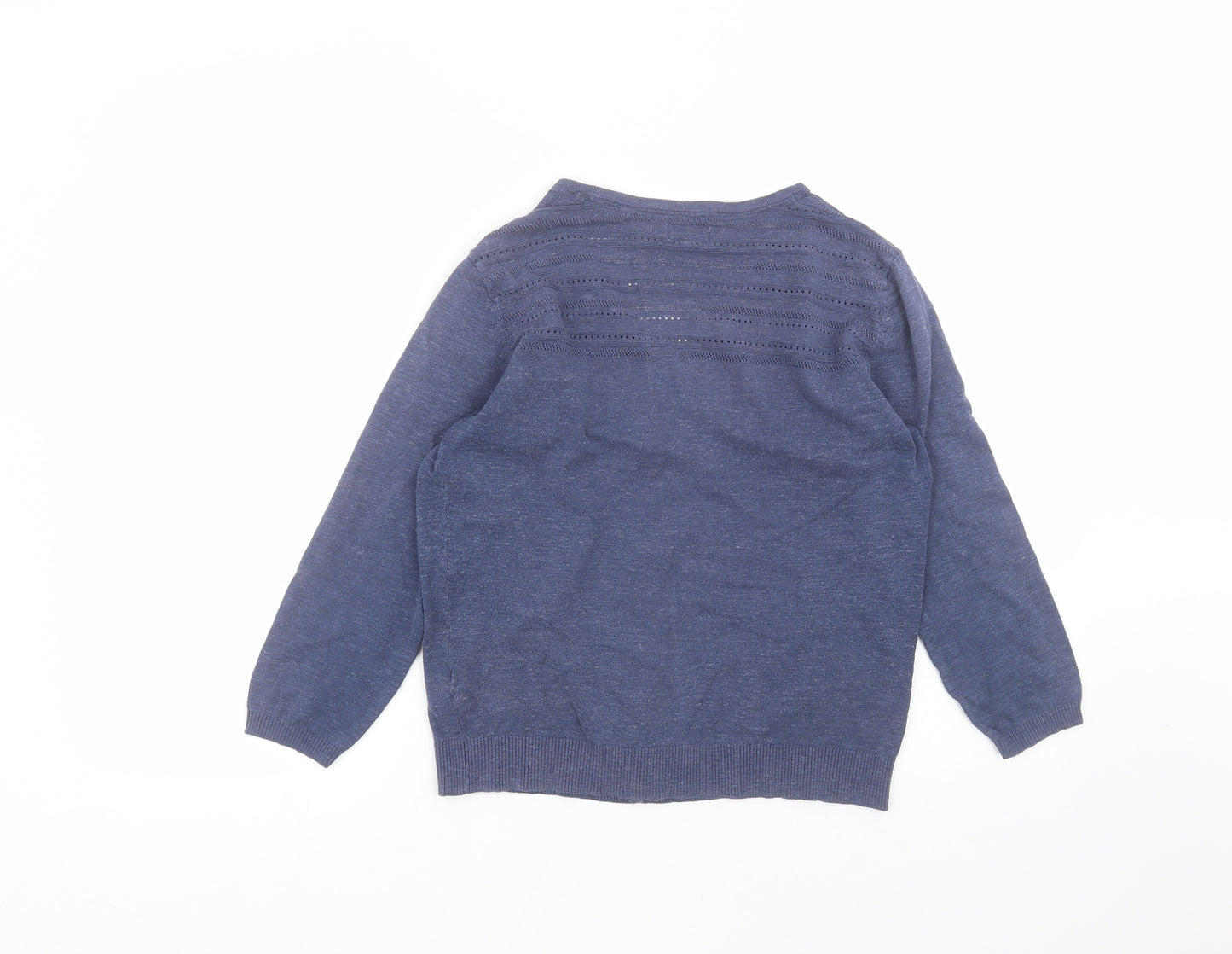 Fat Face Womens Blue Round Neck  Cotton Cardigan Jumper Size 10