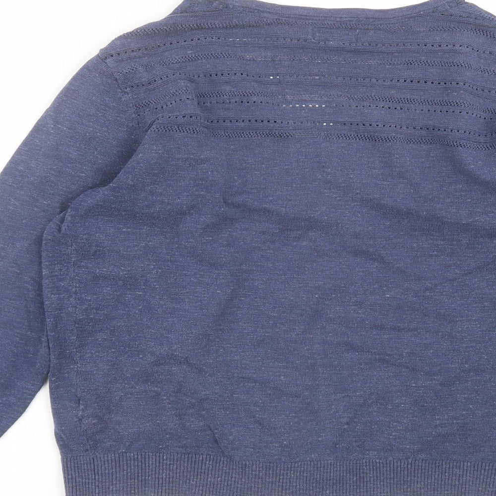 Fat Face Womens Blue Round Neck  Cotton Cardigan Jumper Size 10