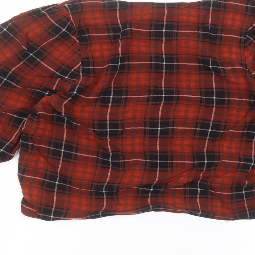 Pull&Bear Womens Red  Polyester Basic Button-Up Size S V-Neck
