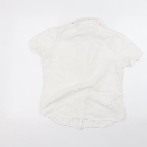 Marks and Spencer Womens White  Lyocell Basic Button-Up Size 12 Collared