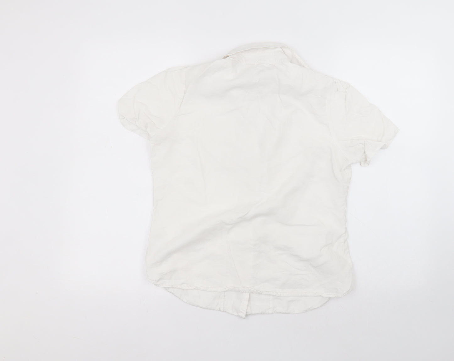 Marks and Spencer Womens White  Lyocell Basic Button-Up Size 12 Collared