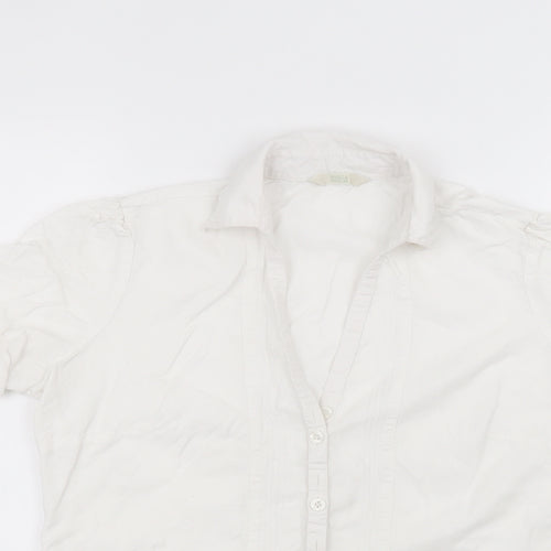 Marks and Spencer Womens White  Lyocell Basic Button-Up Size 12 Collared