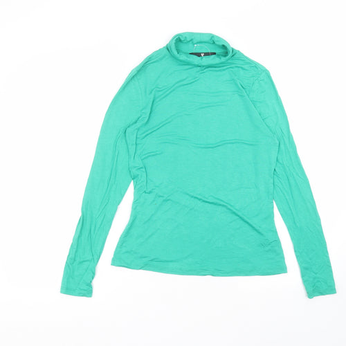 Very Womens Green  Viscose Basic T-Shirt Size 10 Roll Neck