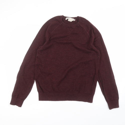H&M Mens Red Round Neck  Cotton Pullover Jumper Size M