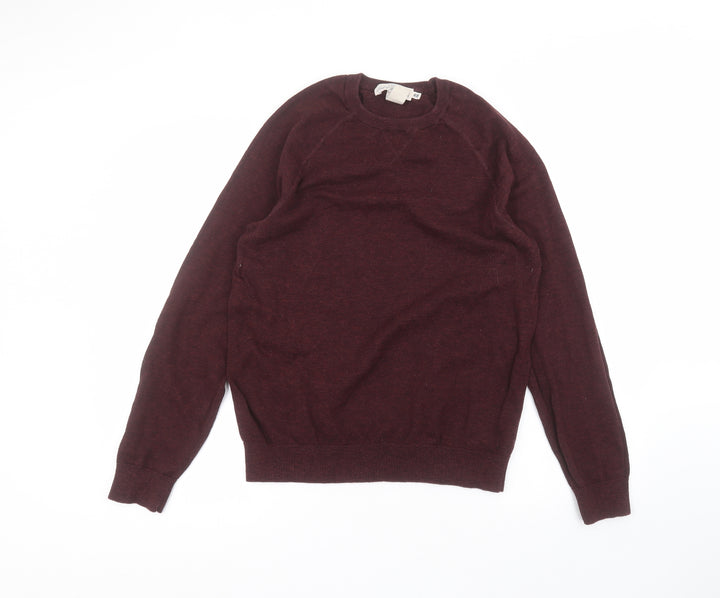 H&M Mens Red Round Neck Cotton Pullover Jumper Size M