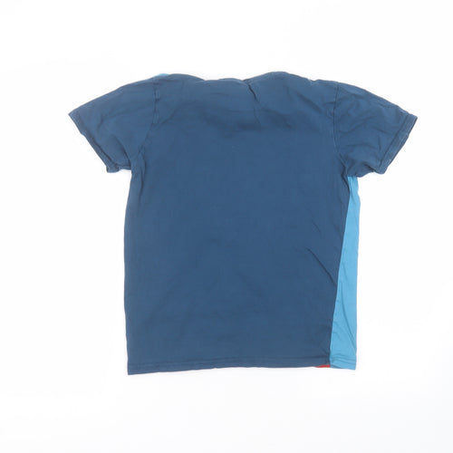 George Boys Blue Striped Cotton Basic T-Shirt Size 12-13 Years Roll Neck
