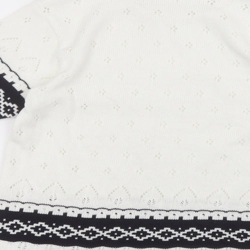 Preworn Womens White Round Neck  Acrylic Pullover Jumper Size 10